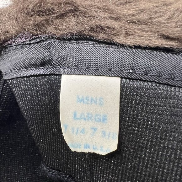 Faux Fur Vintage Fedora Alpine Hat Cap Ear Flaps Feather Brown Retro Made in USA - Picture 8 of 10